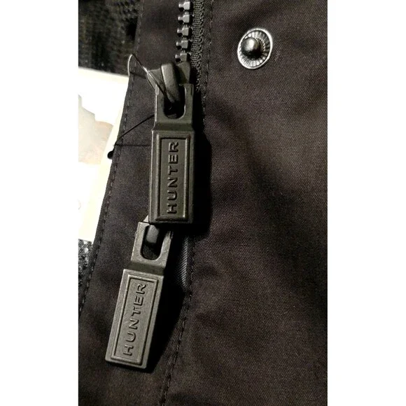 HUNTER Women's M Rubberized Cotton Smock Hooded Rain Jacket Black NWOT - Picture 10 of 13